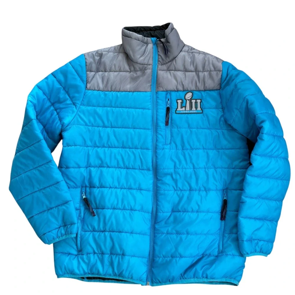 Super Bowl LII Minnesota Puffer Jacket Women's XL Blue‎ NFL Team Eagles Patriots